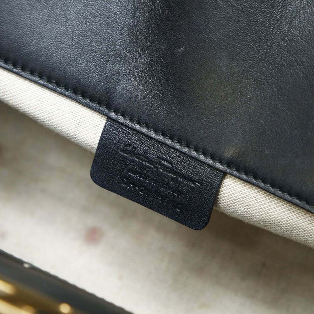 Salvatore Ferragamo Gancini canvas handbag in black - Picture 10 of 13